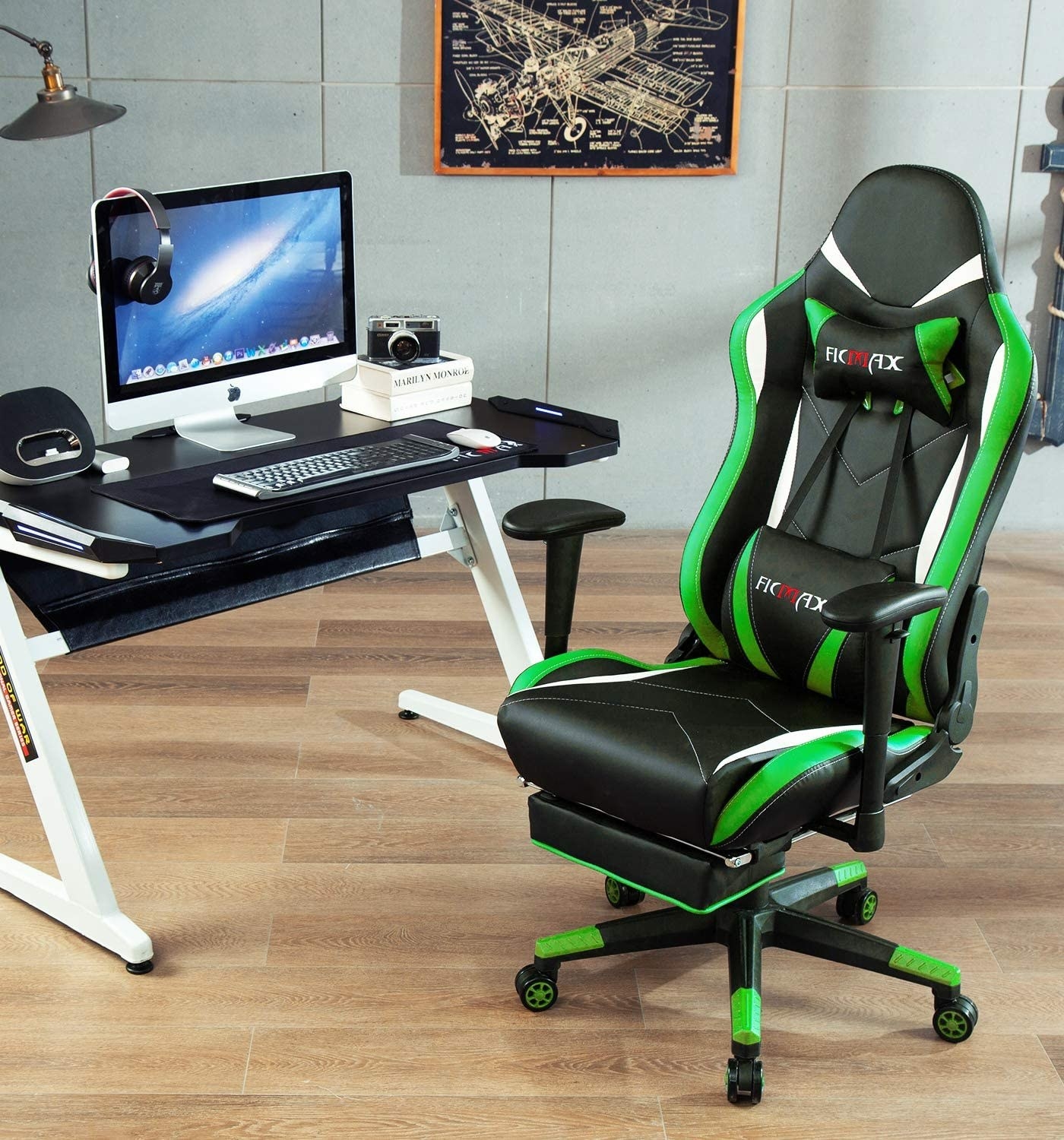 the supportive chair in a black and green design