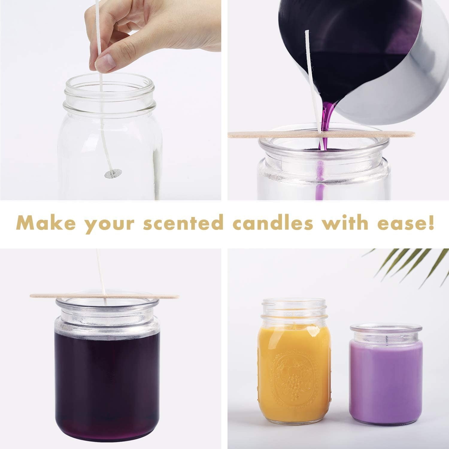 step-by-step photo showing how to pour the DIY candle 