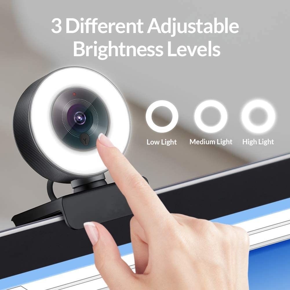 the rounded web cam with adjustable lighting