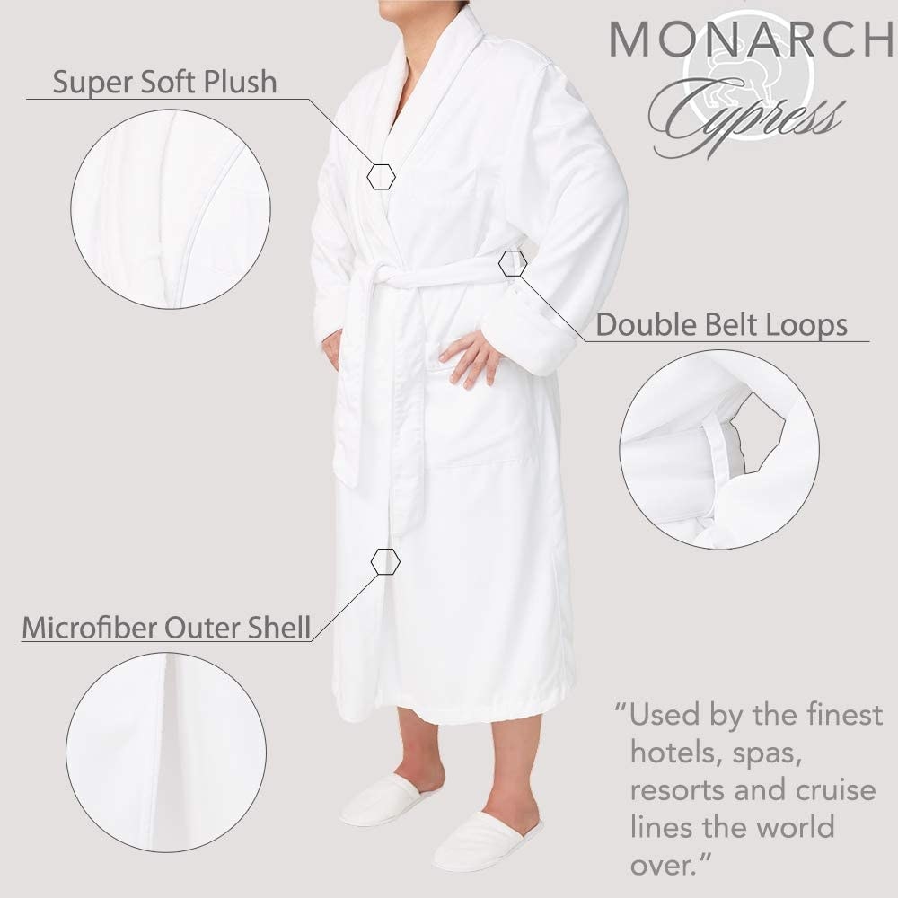 A graphic showing the microfiber shell, plush lining, and double belt loops