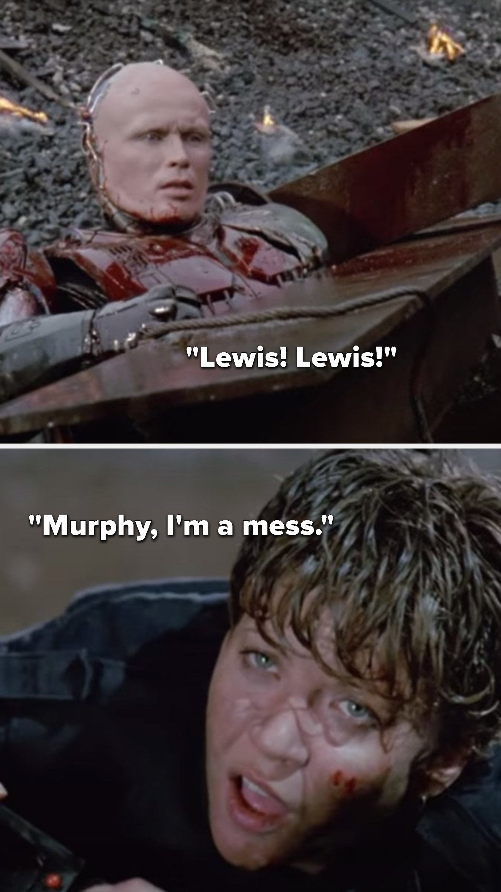 Robocop says, &quot;Lewis, lewis,&quot; and Lewis says, &quot;Murphy, I&#x27;m a mess&quot;