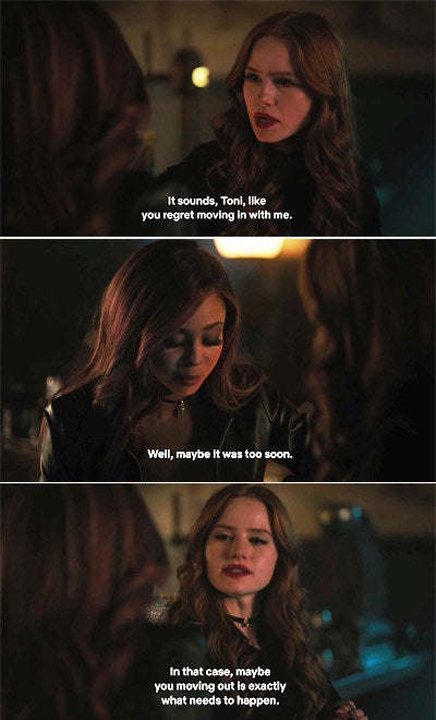 Toni saying that she moved in with Cheryl too fast