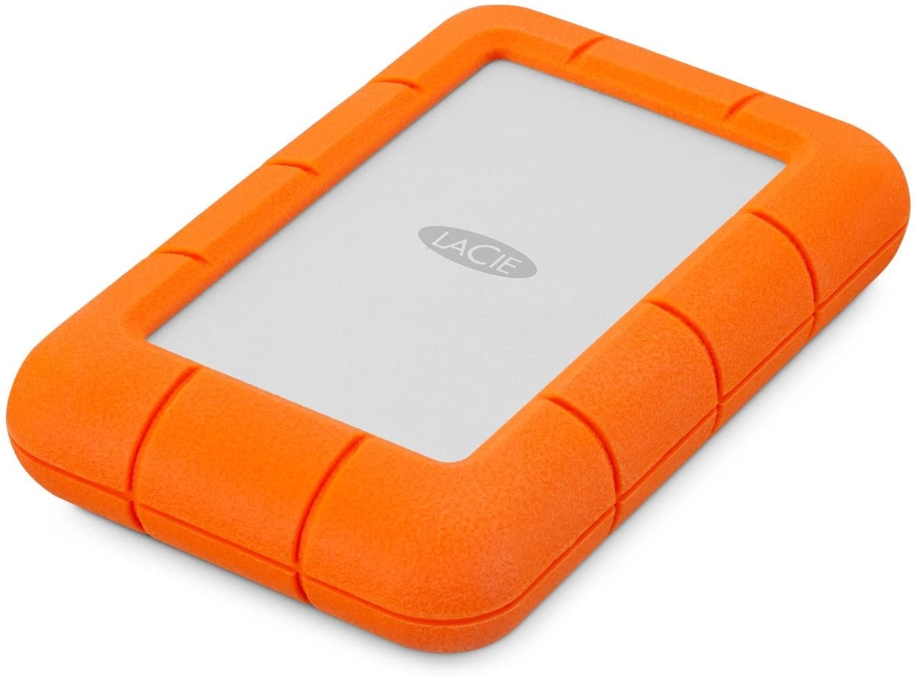 The mini hard drive with an orange exterior