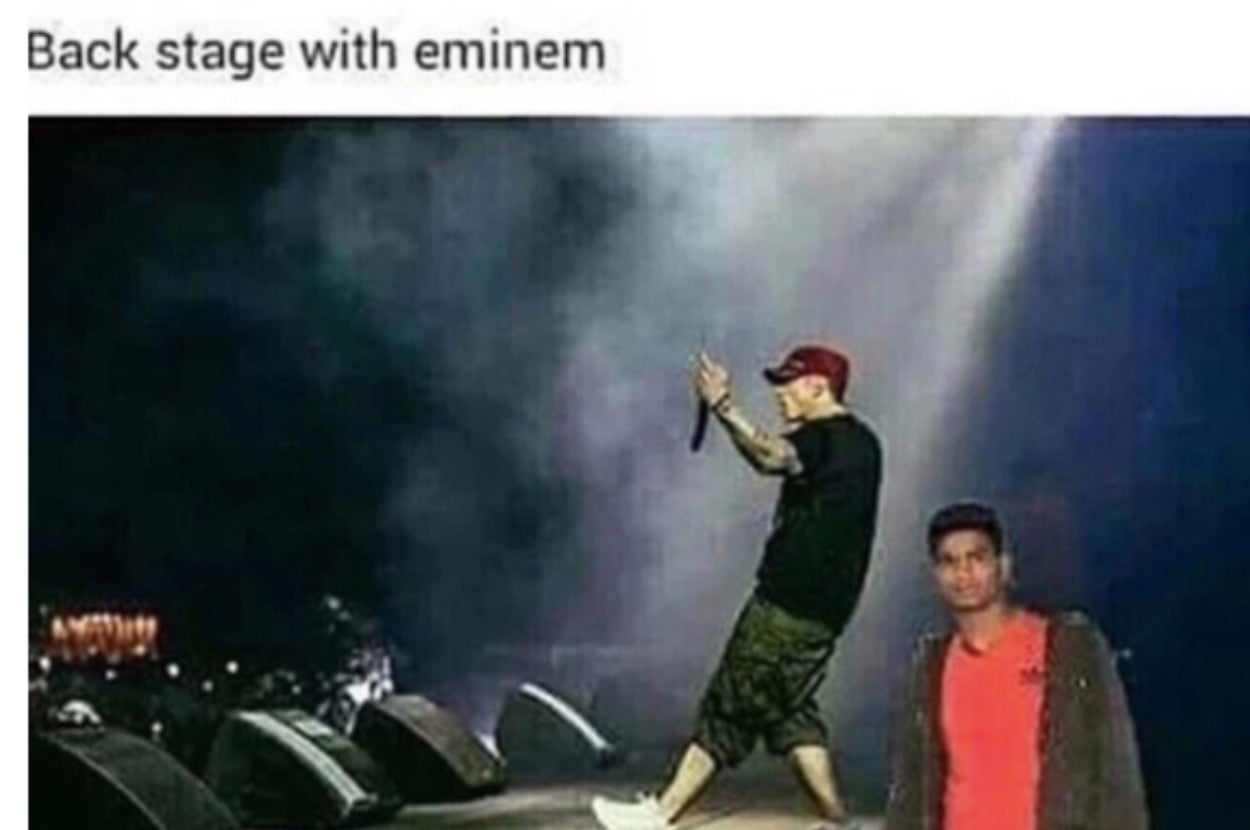 A man photoshops himself to be backstage with eminem