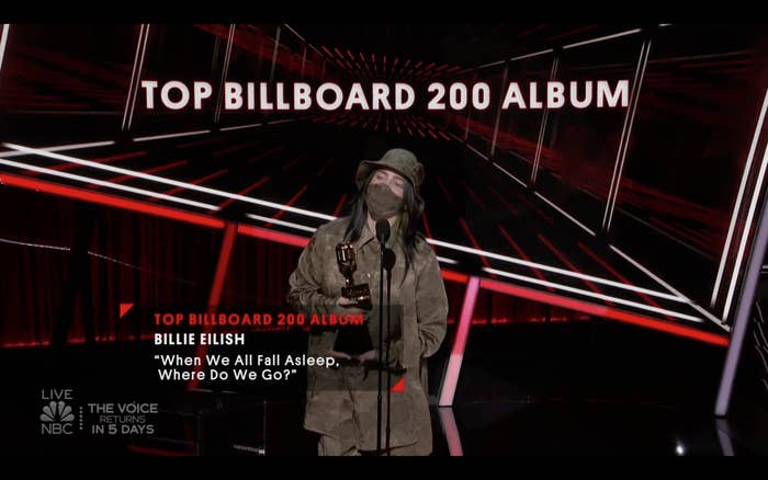 Billie Eilish at the 2020 Billboard Music Awards