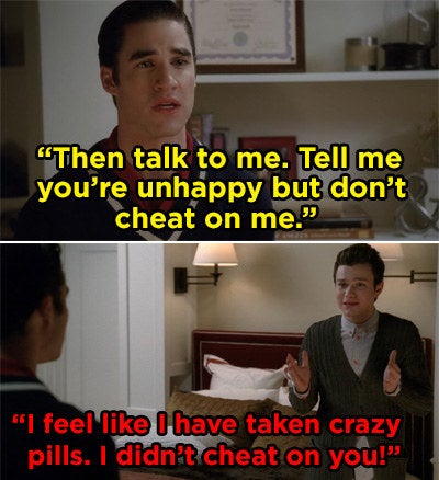 Blaine and Kurt arguing over Kurt's lack of communication skills