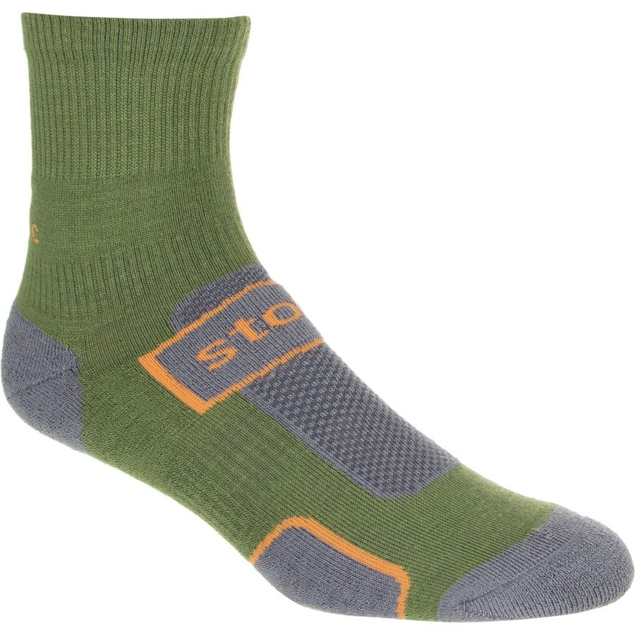 The ankle-height green and gray sock