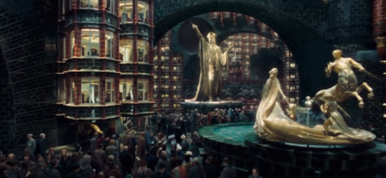 An aerial view of the ministry of magic