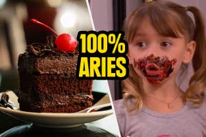 An Aries girl caught eating chocolate cake