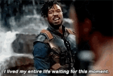 Killmonger in Black Panther saying he&#x27;s waited his whole life for this moment by the waterfall