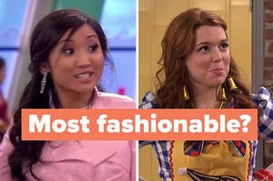 London Tipton on the left and Harper Finkle on the right with "most fashionable" written over them