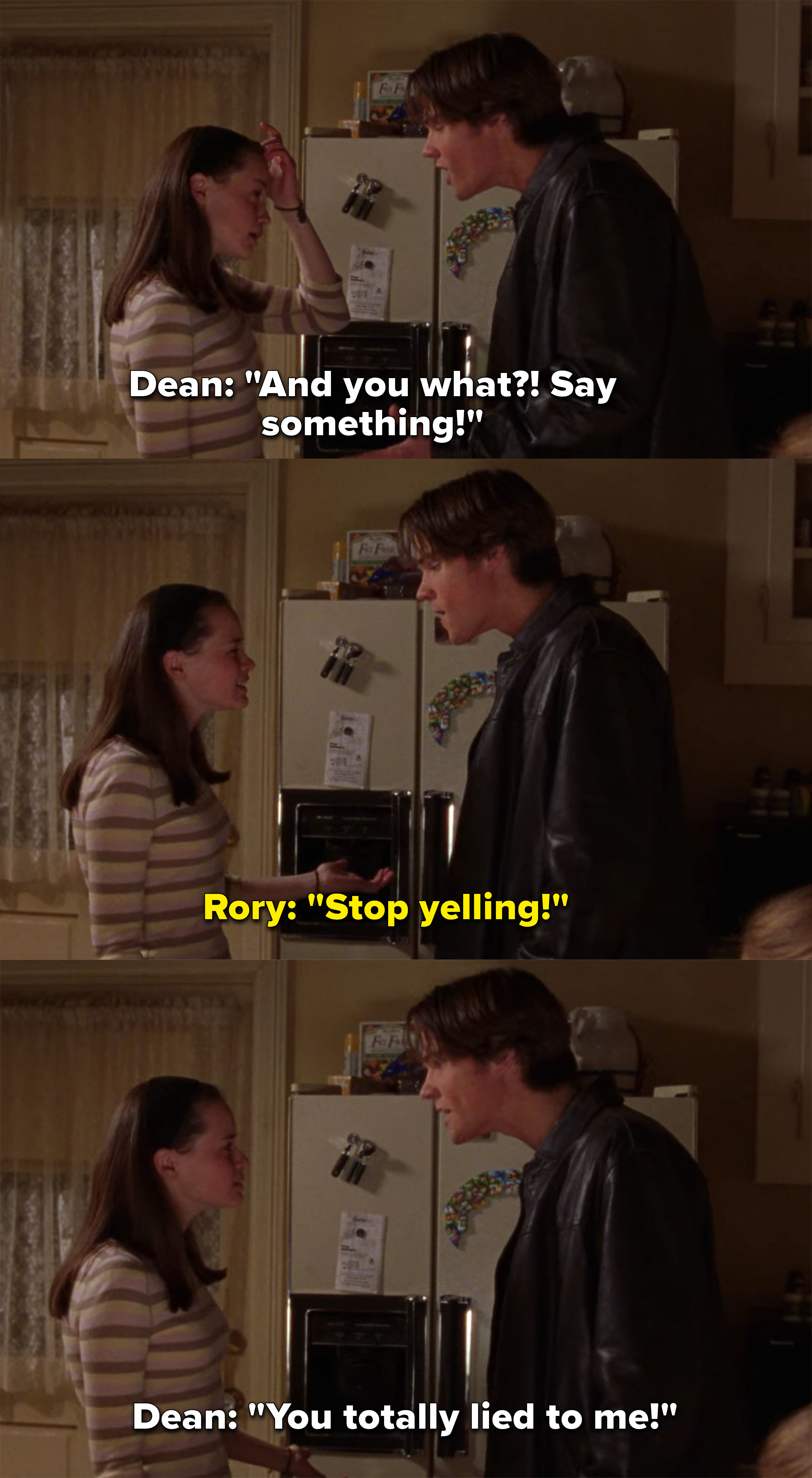 Dean yells at Rory for hanging out with Jess and Paris 