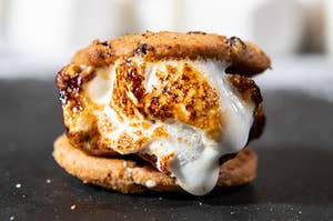 A s'mores cookie with a nice and toasty marshmallow in it