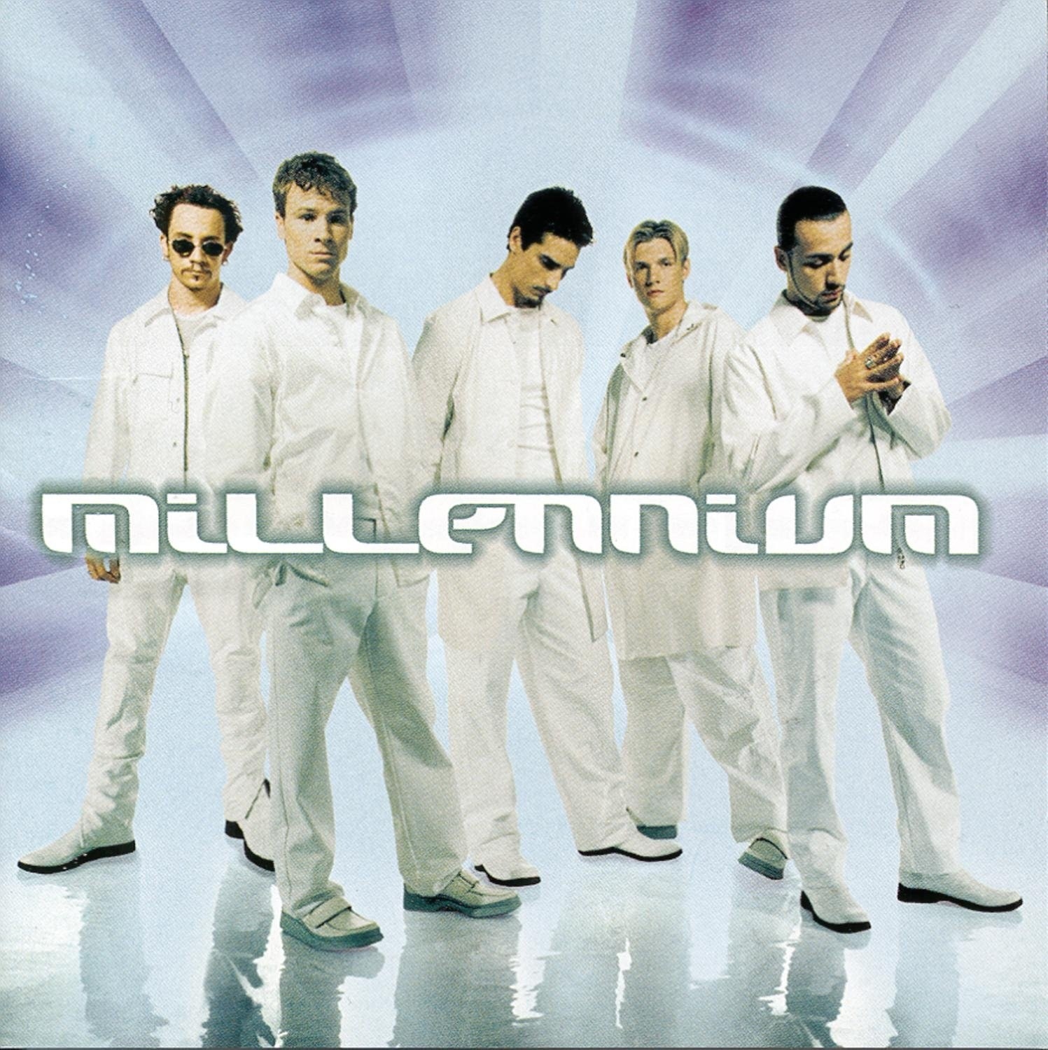 album cover of Millennium showing the Backstreet Boys standing, wearing all white