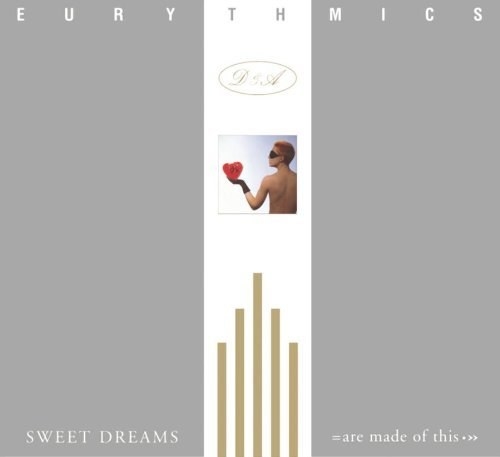 album cover of Sweet Dreams showing a small image of Annie Lennox, of the Eurythmics, holding a heart