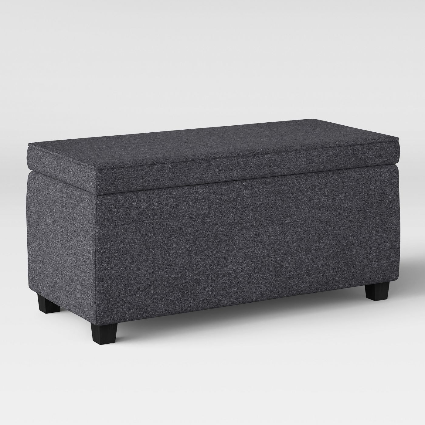 Gray ottoman with removable lid for storage