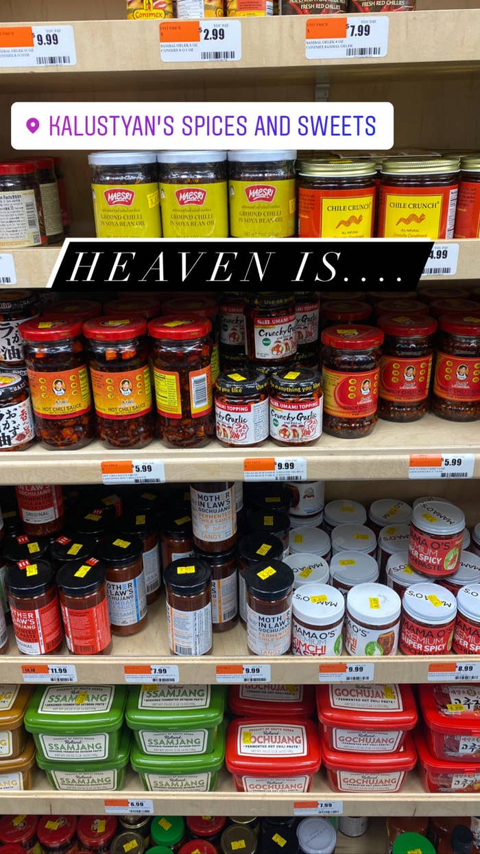 An aisle full of Asian-inspired condiments.