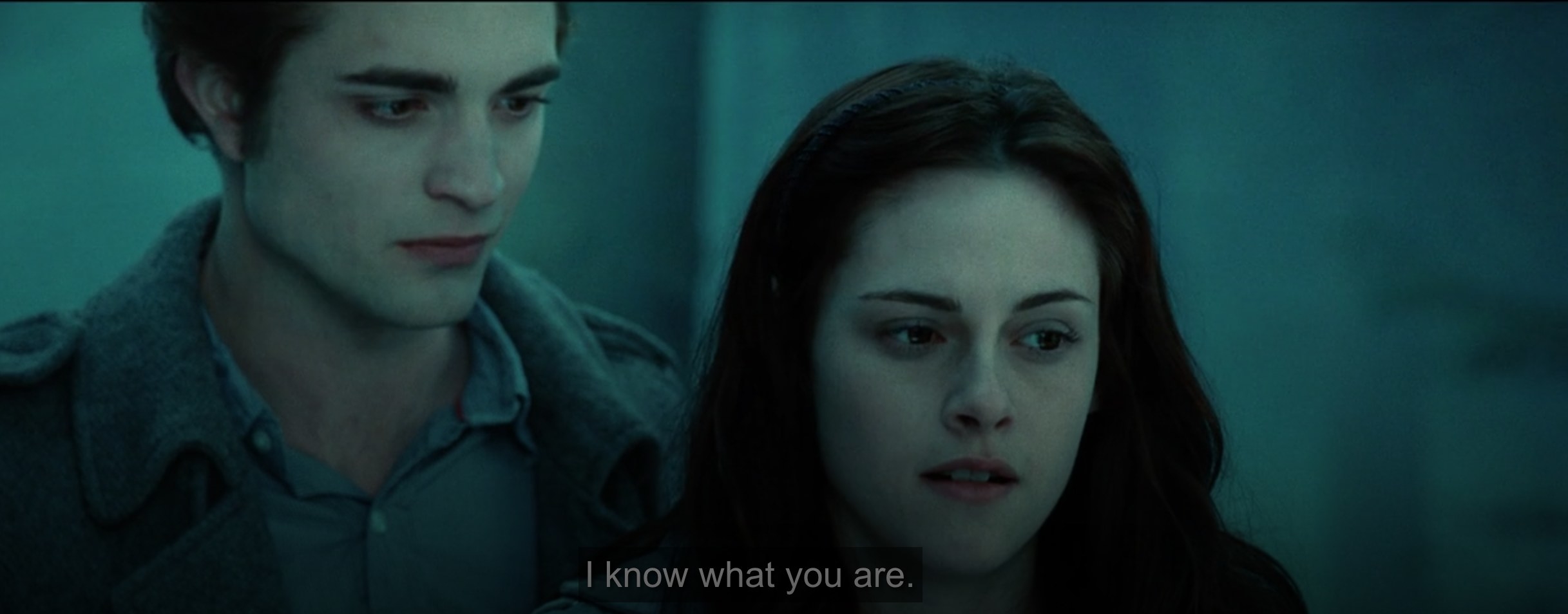 Kristen Stewart confronts Robert Pattinson saying &quot;I know what you are.&quot;