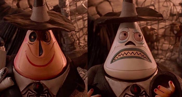 two images: on the left, the mayor&#x27;s &quot;normal&quot; face and on the right, the mayor&#x27;s halloween/painted face