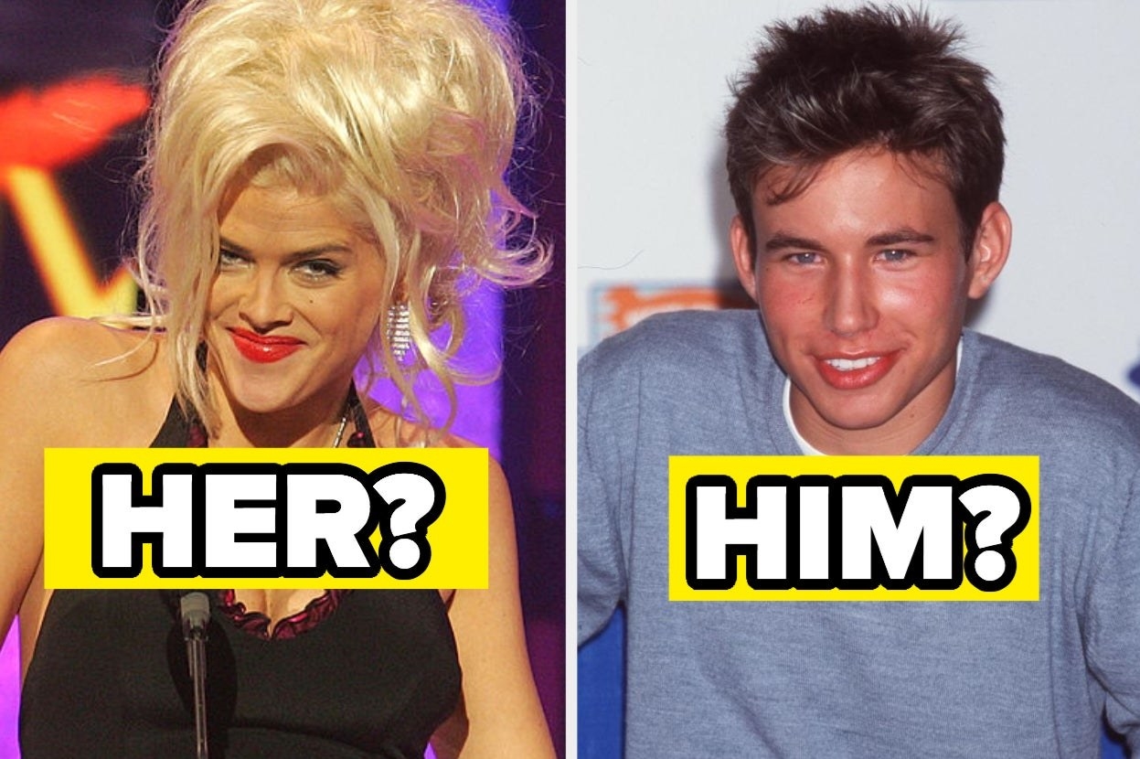 Anna Nicole Smith with the word &quot;Her&quot; and Jonathan Taylor Thomas with the word &quot;him&quot; 