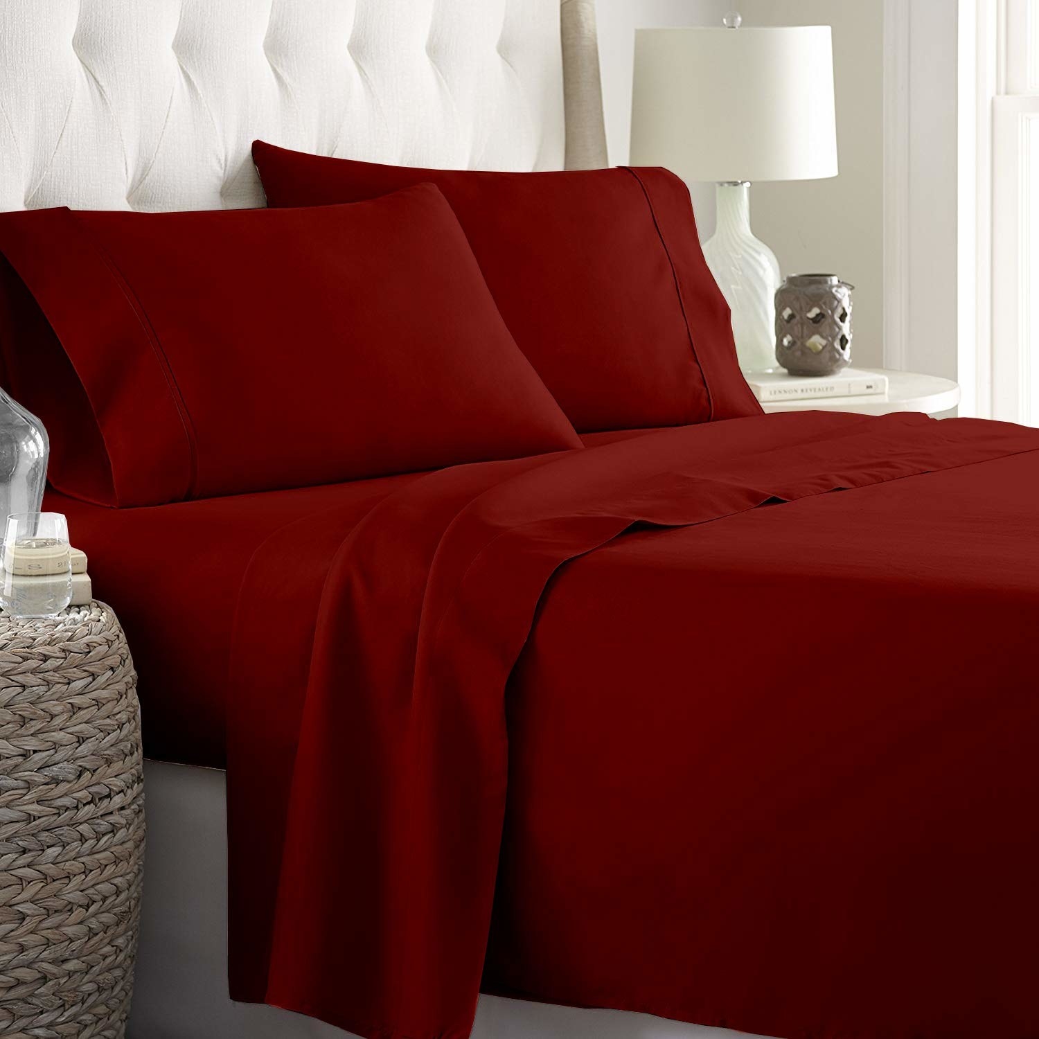 A red cotton bedsheet