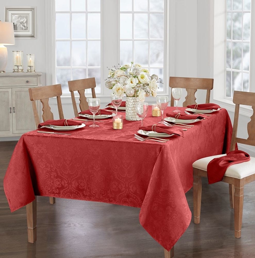 The red tablecloth