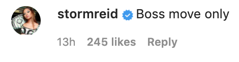 Actor Storm Reid comments &quot;Boss moves only&quot; under Michael&#x27;s Instagram post