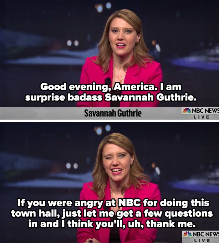 Savannah saying that while people are mad at NBC for the town hall, they&#x27;ll forgive her after she asks a few questions