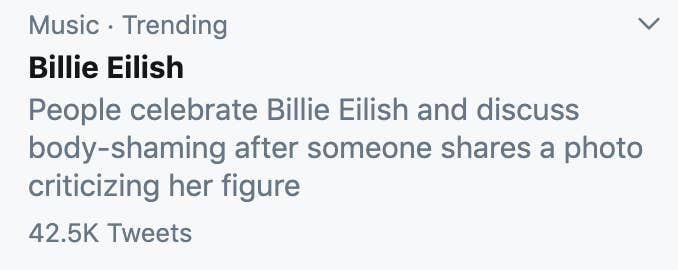 Billie Eilish trends at #1 