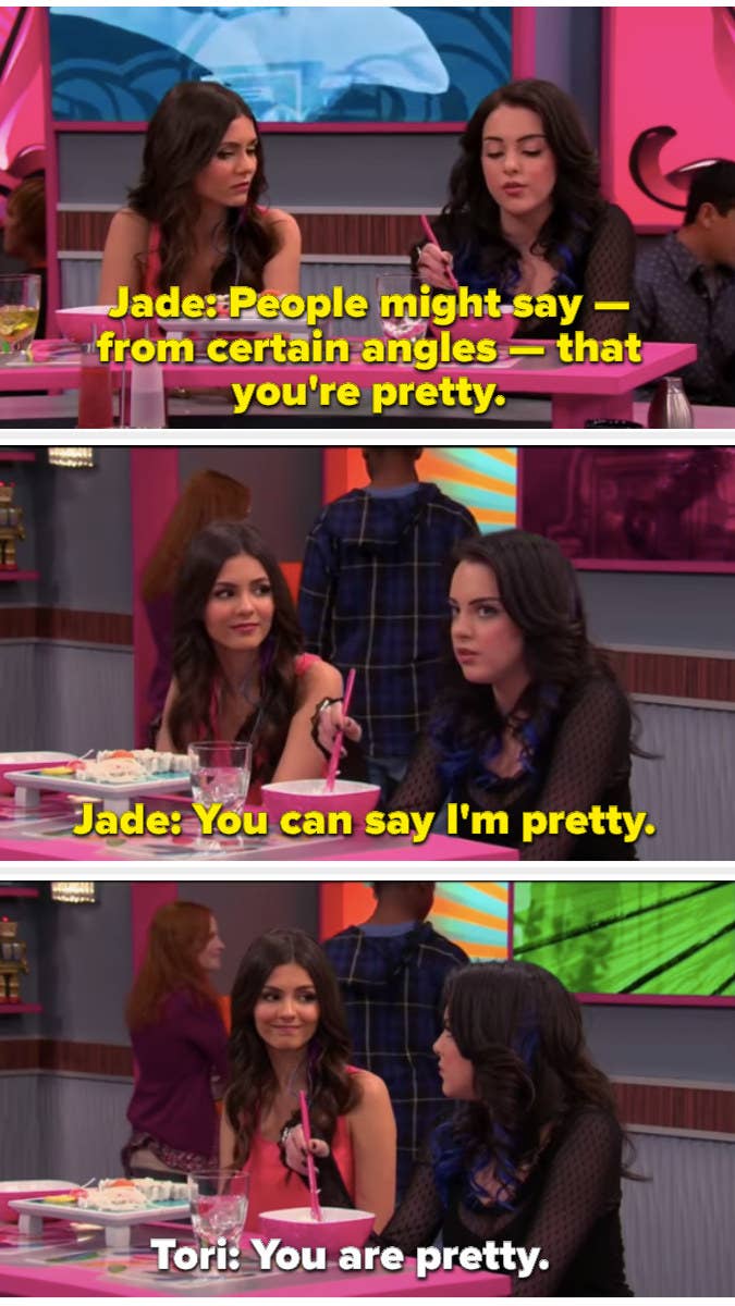 tori vega and jade west take a hint - Google Search  Icarly and  victorious, Victorious nickelodeon, Victorious
