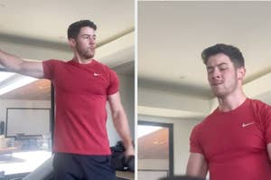 Nick Jonas working out