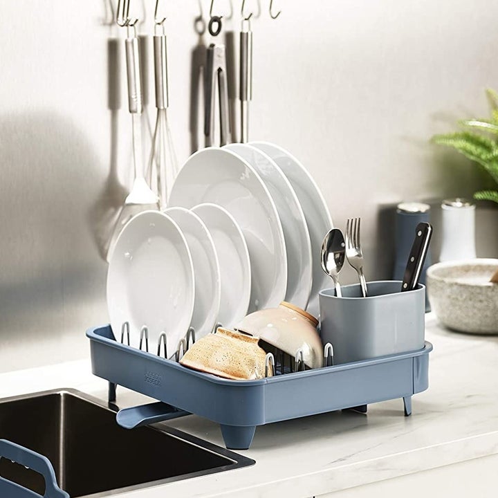 the dish rack set at half of its original size 