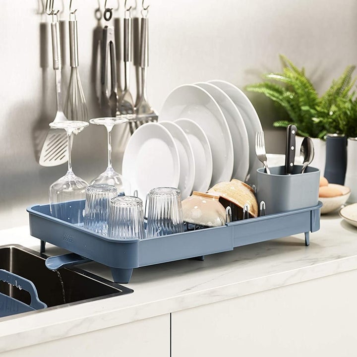 the extended blue dish rack 