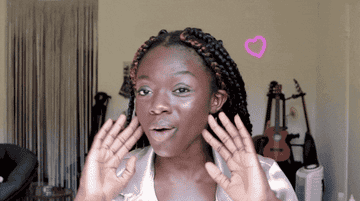 A gif of a tester showing their skin.