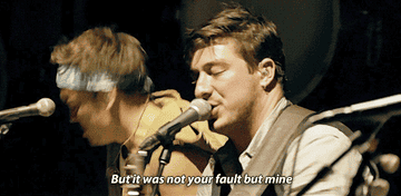 GIF of Mumford &amp;amp; Sons singing &quot;But it was not your fault but mine&quot;