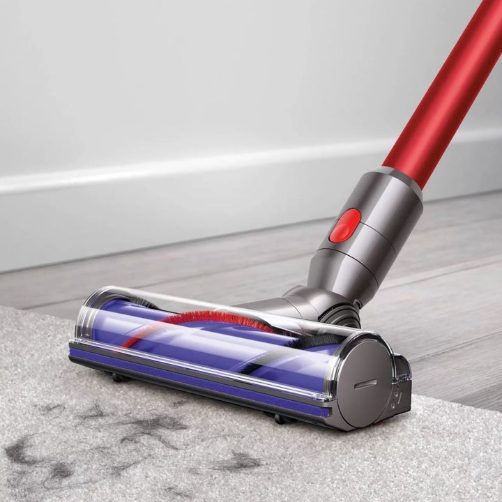 the red, silver, and purple vacuum