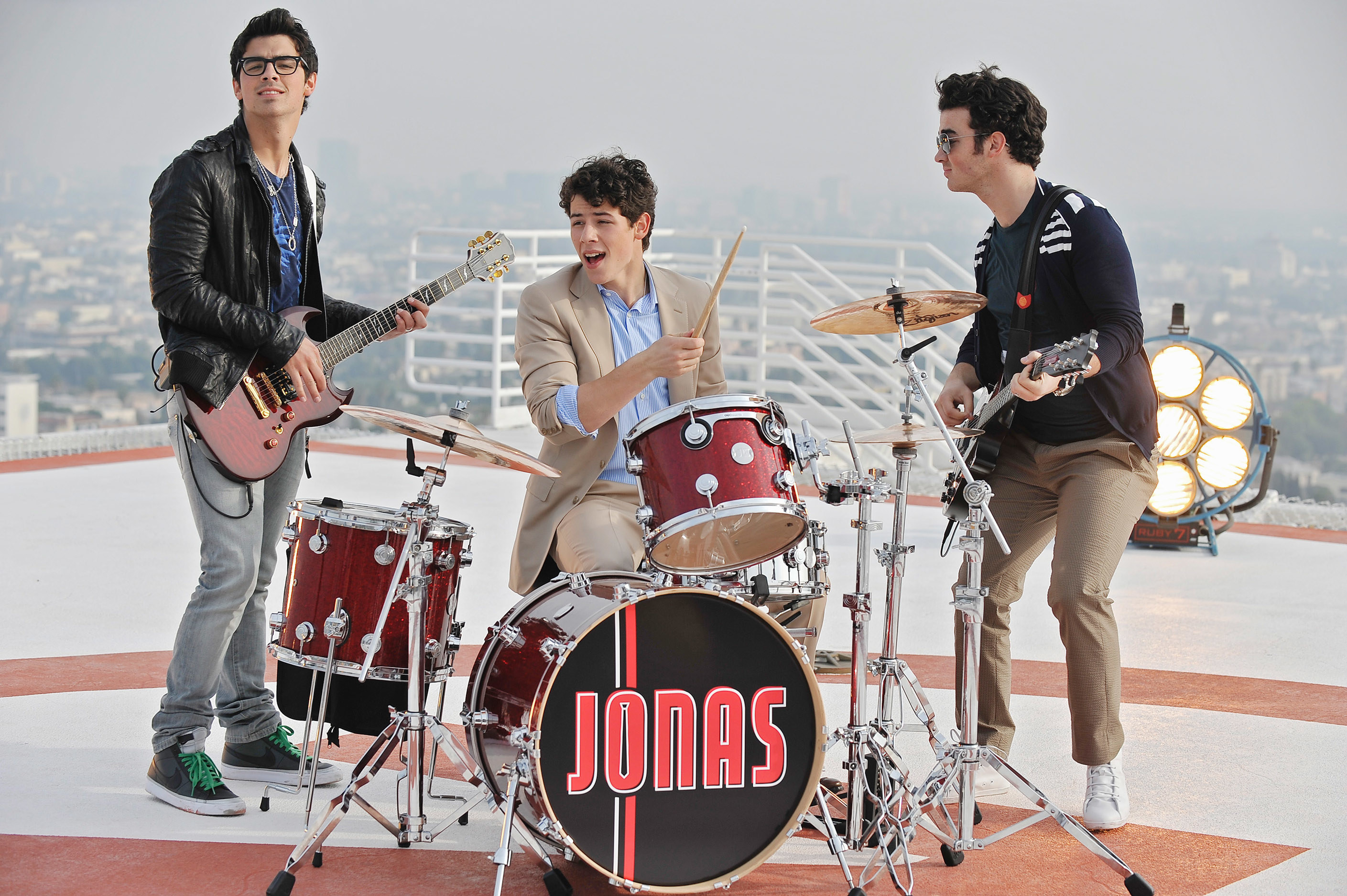 A promotional photo of the Jonas Brothers taken for Jonas
