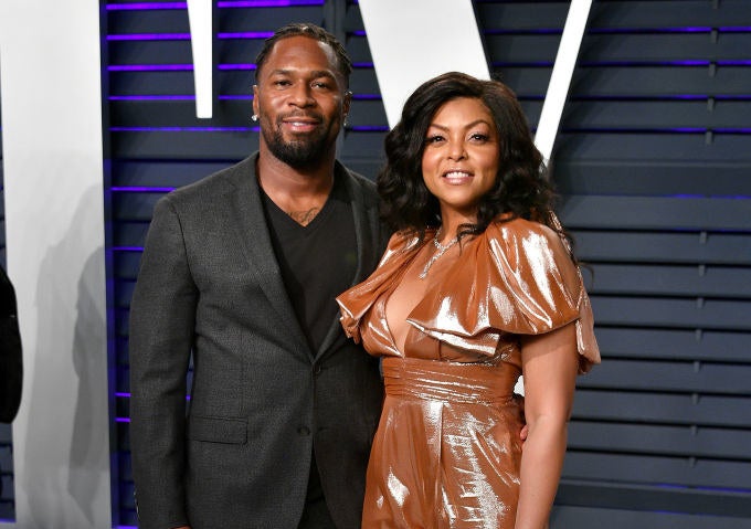 Kelvin Hayden (L) and Taraji P. Henson attend the 2019 Vanity Fair Oscar Party