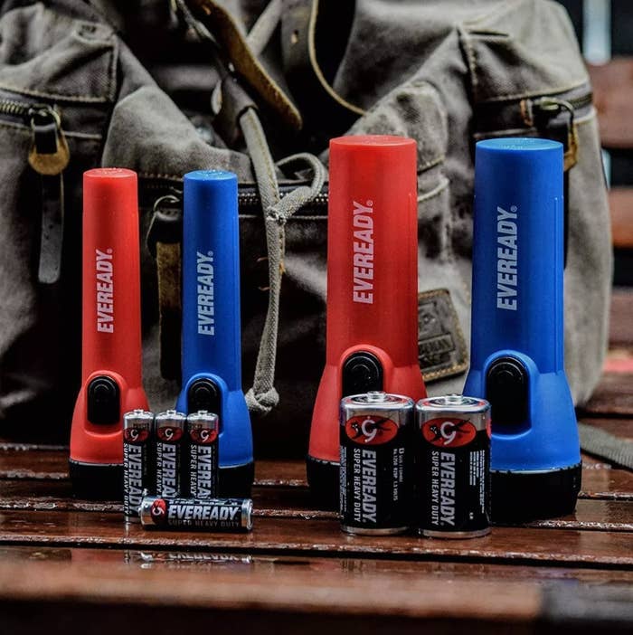 The red and blue flashlights