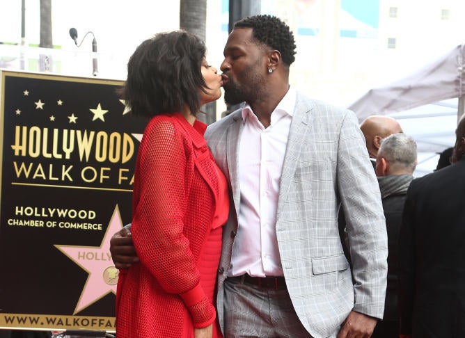 Taraji P. Henson and Kelvin Hayden attend a ceremony honoring Taraji P. Henson with a star on The Hollywood Walk of Fame