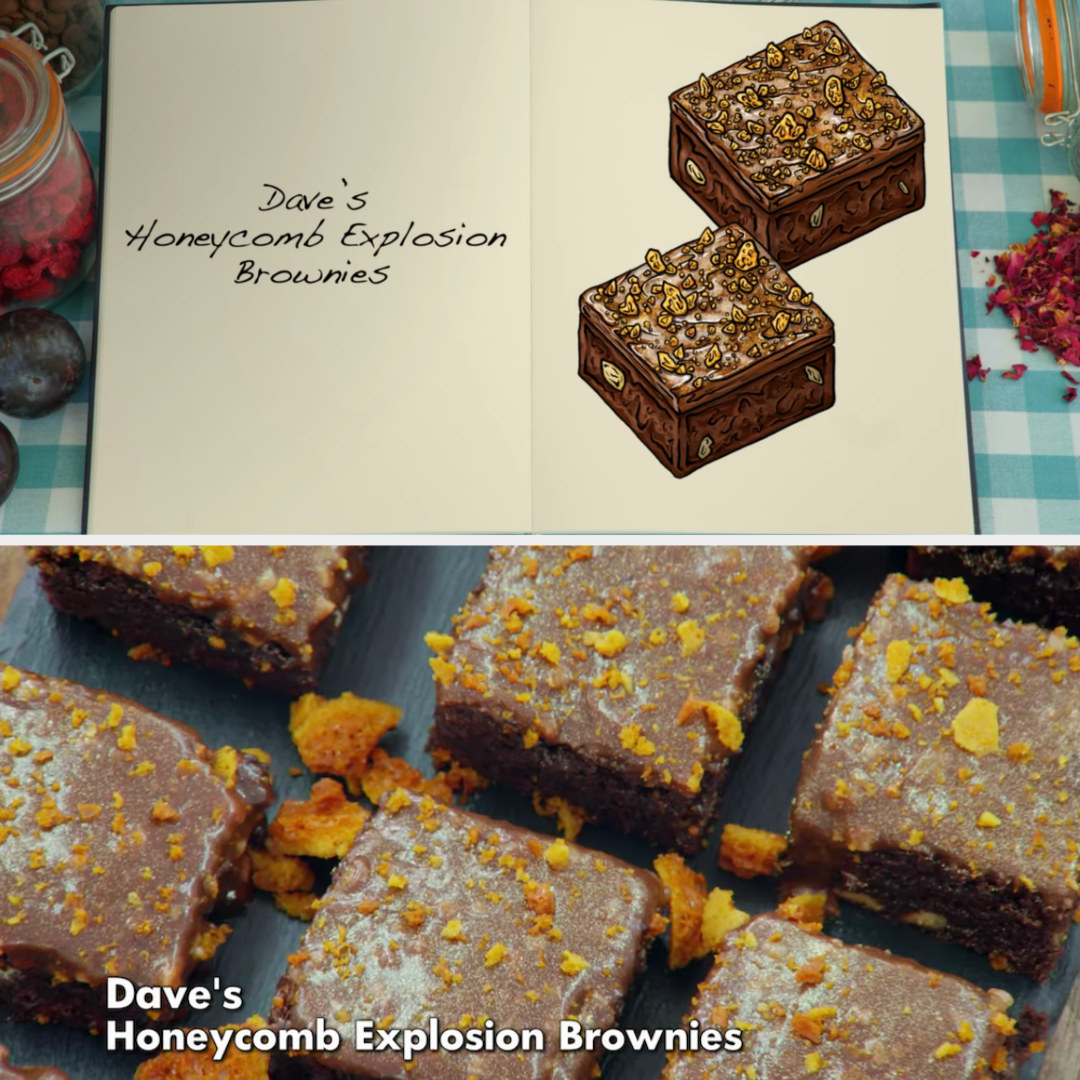 Dave&#x27;s brownie side-by-side with its drawing