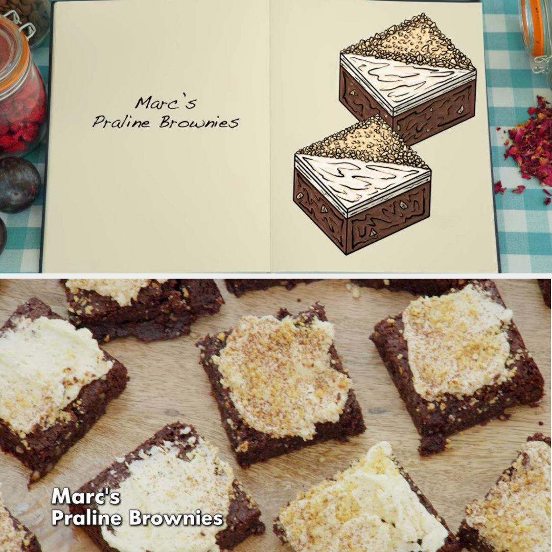 Marc&#x27;s brownie side-by-side with its drawing