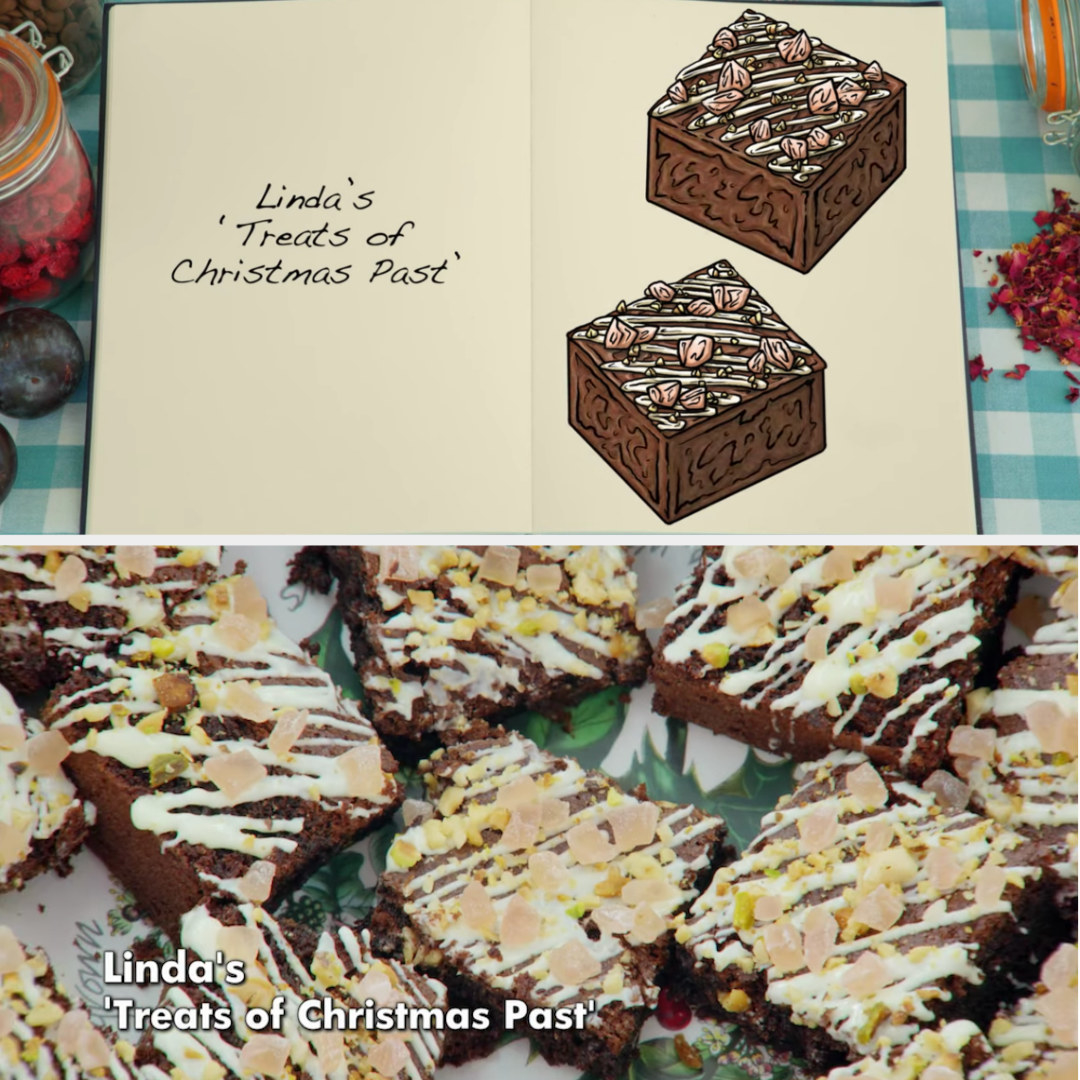 Linda&#x27;s brownie side-by-side with its drawing