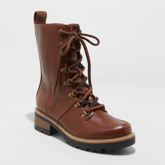 Brown lace-up boots