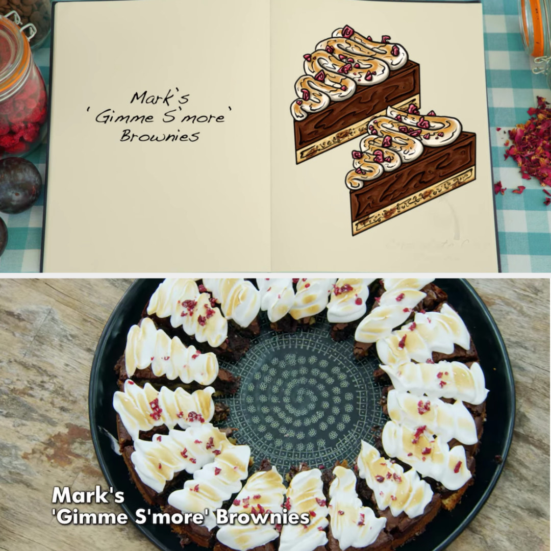 Mark&#x27;s brownie side-by-side with its drawing