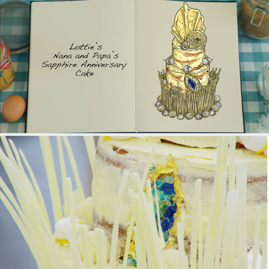 Lottie&#x27;s cake side-by-side with its drawing