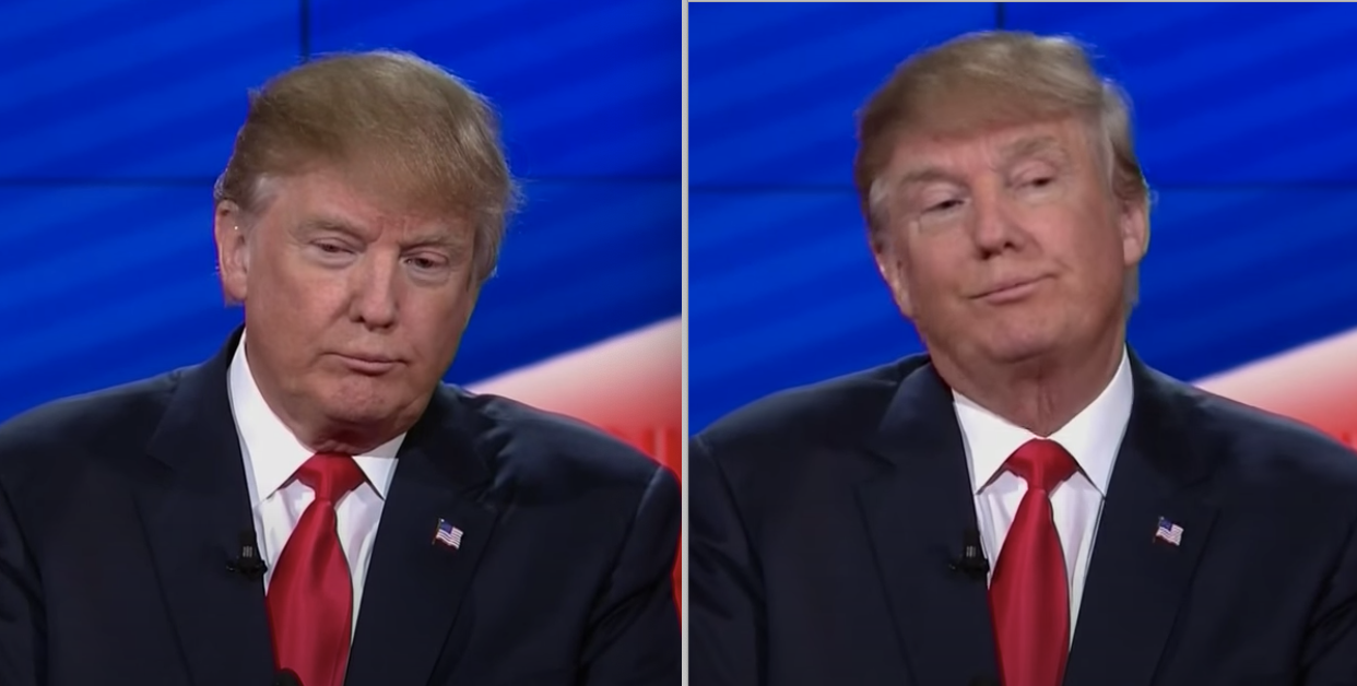 Trump making faces during a debate