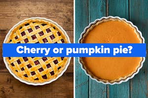 Images of cherry and pumpkin pie