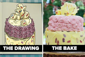 Hermine's cake side-by-side with its drawing