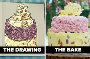 Hermine's cake side-by-side with its drawing